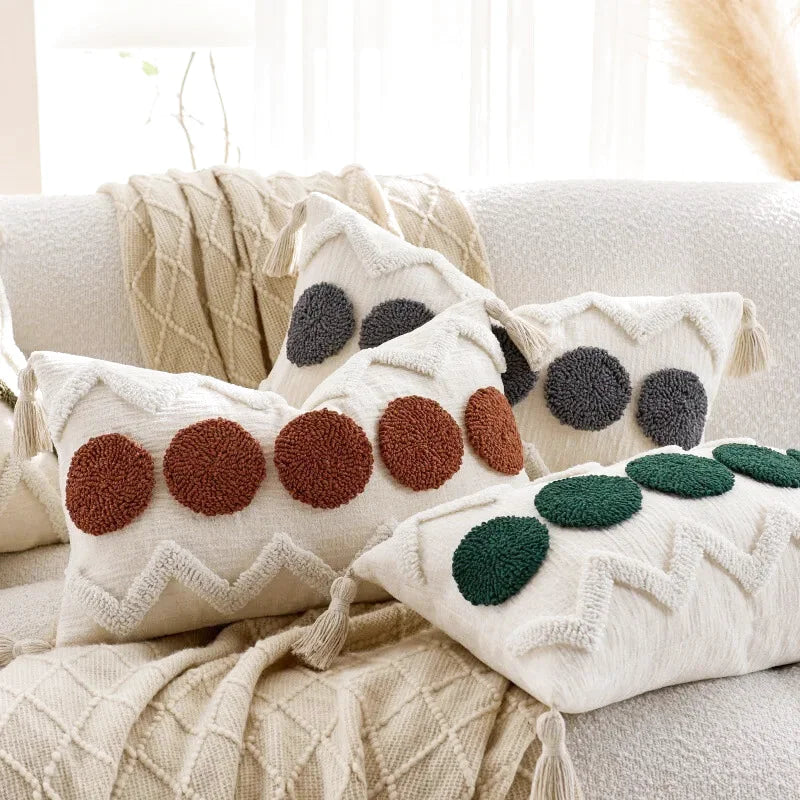 Housse de Coussin Brodé Style Berbère Noir & Blanc