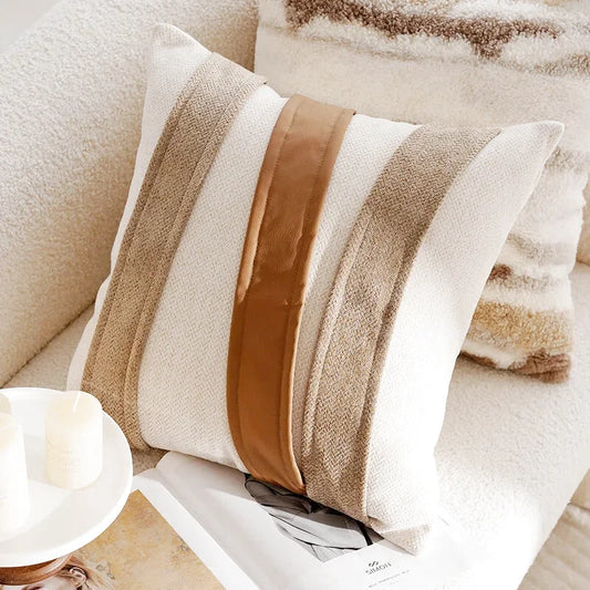 Housse de Coussin Bandes Cousues - Tons Chauds