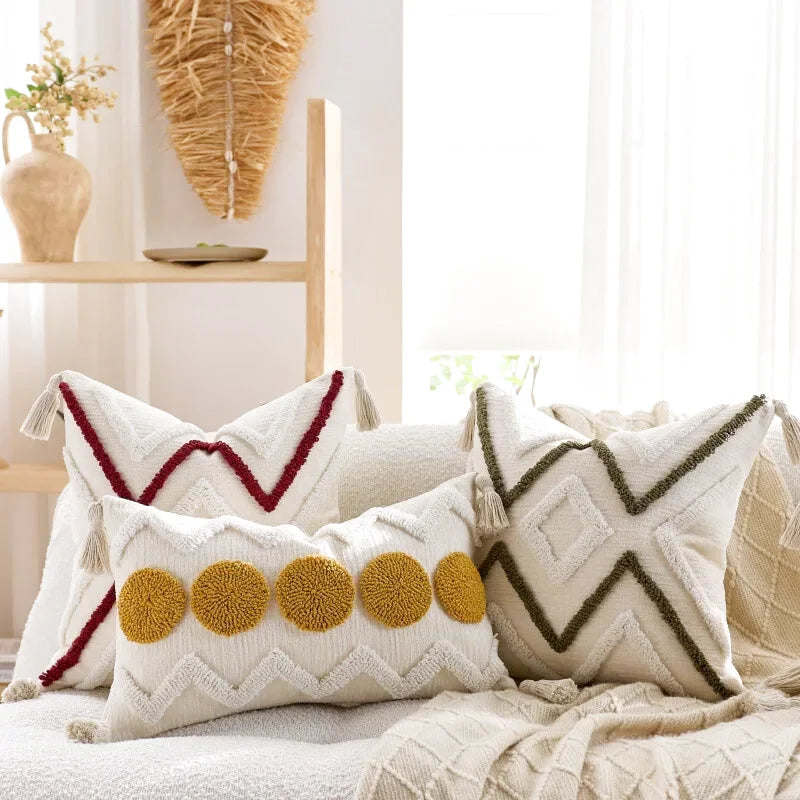 Housse de Coussin Brodé Style Berbère Terracotta