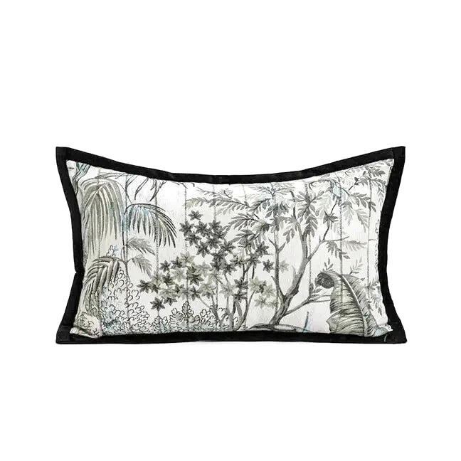 Housse de Coussin Noir & Blanc Thème Jungle