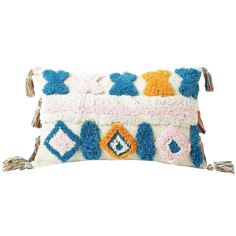 Housse de Coussin Motif Berbère Brodé Coloris Multicolore