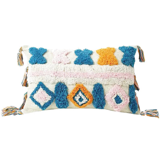 Housse de Coussin Motif Berbère Brodé Coloris Multicolore