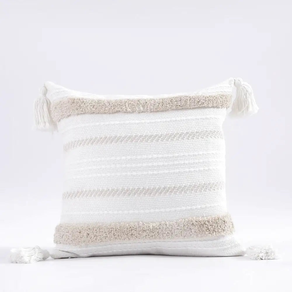 Housse de Coussin Motif Géométrique Berbère Beige