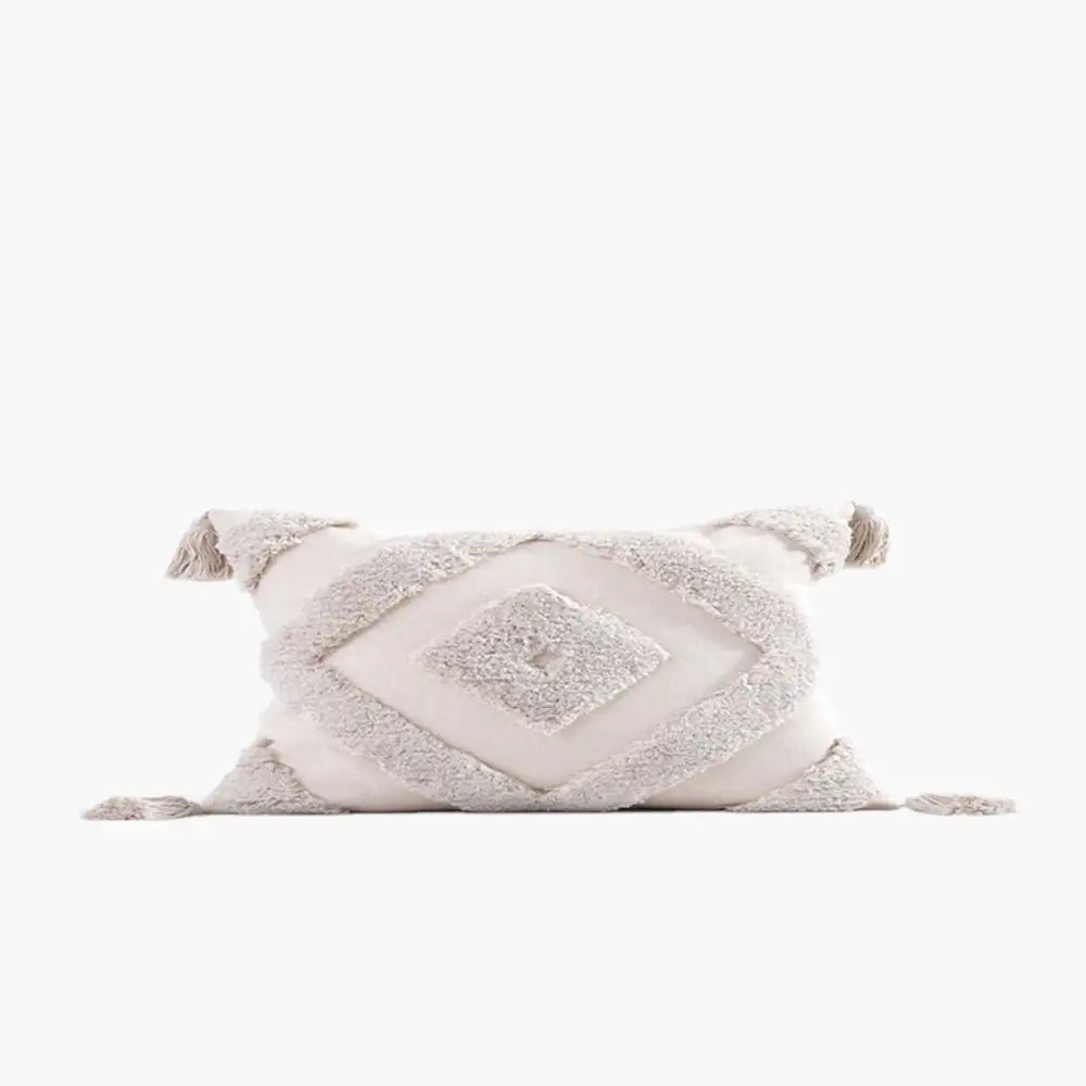 Housse de Coussin Brodé Beige & Gris