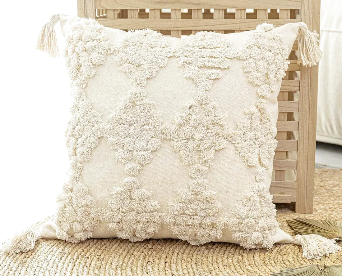 Housse de Coussin Uni Motif  Brodé