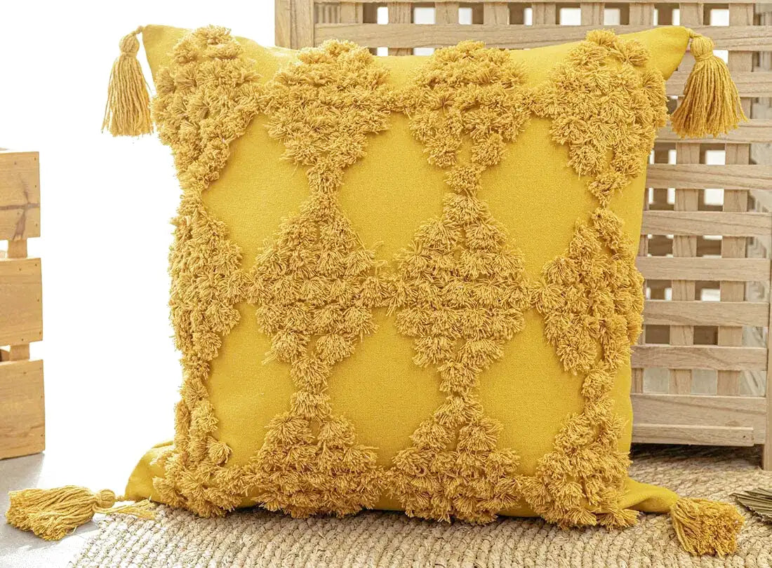 Housse de Coussin Uni Motif  Brodé