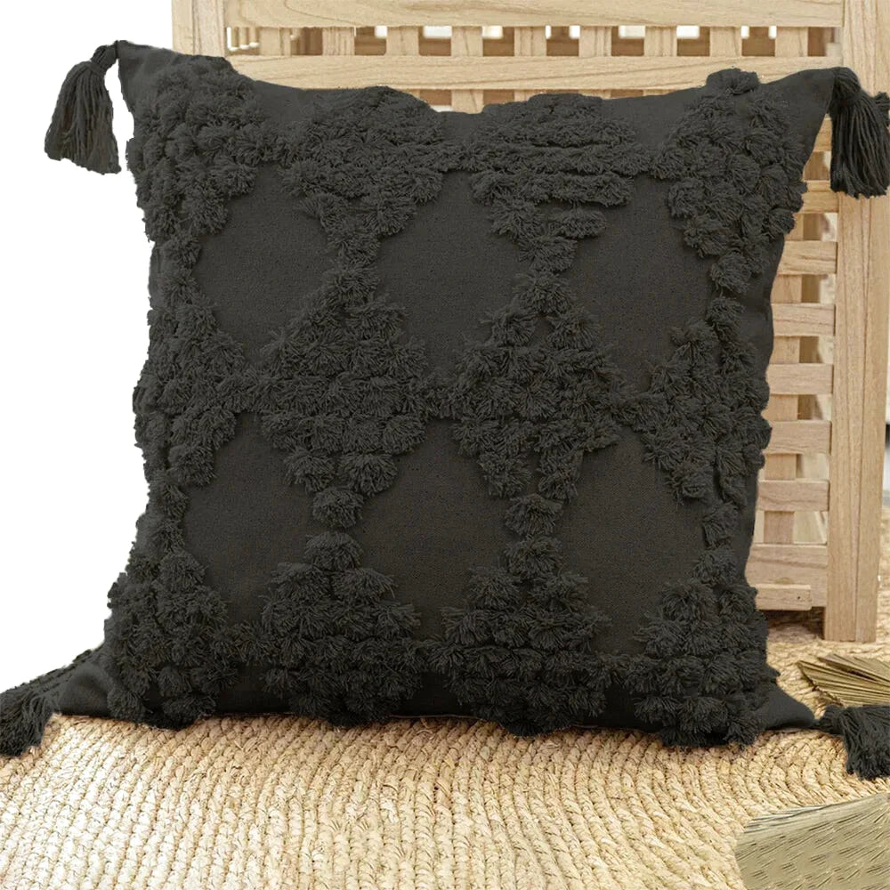 Housse de Coussin Uni Motif  Brodé